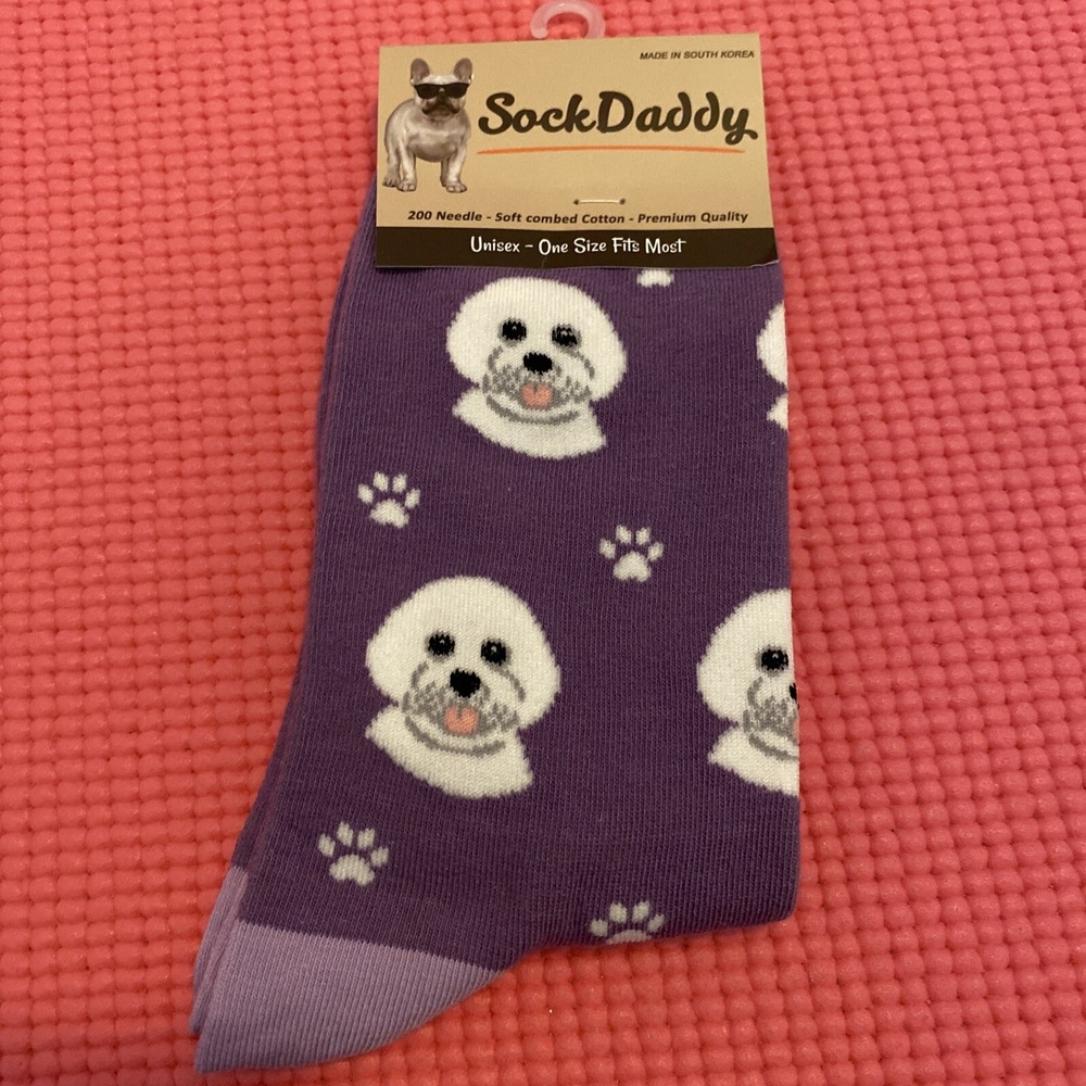 NWT Bichon Frise - Dog Pet Lover Socks Novelty Dress Casual Unisex By Sock Daddy